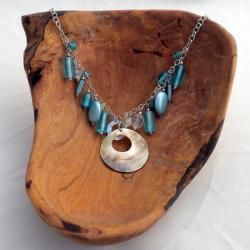 Shell Bauble Turquoise Charm Necklace (India) Global Crafts Necklaces