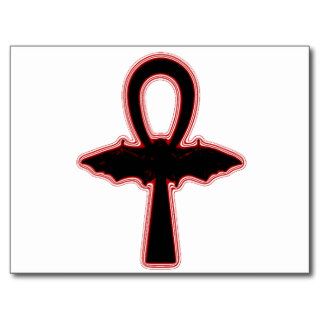Blood Red Bat Ankh (Egyptian Vampire) Post Cards