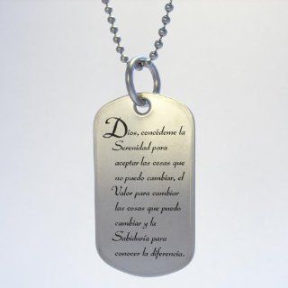 Spanish Serenity Prayer Stainless Steel Dog Tag Necklace Jewelry