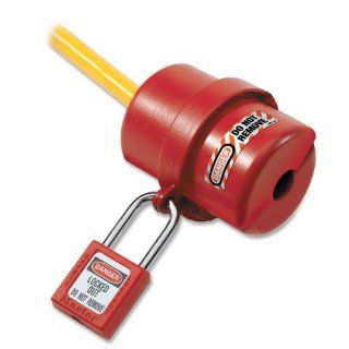 Master Lock 487 Electrical Plug Lockout, Circular 240/120 Volt Plug, Red   Door Lock Replacement Parts  