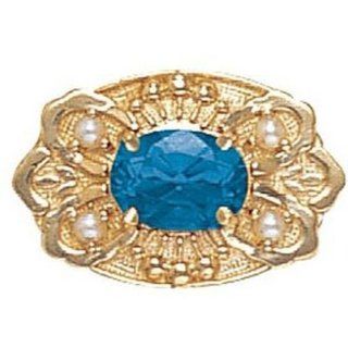 14 Karat Gold Slide with Blue Topaz center and Pearl accents GS487 BT PL Charms Jewelry