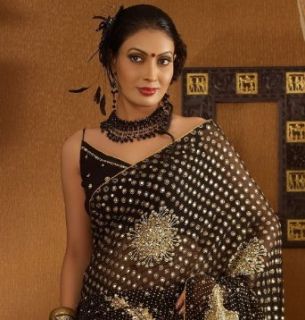 Black Designer Fashion Stylish Latest Indian Sari Saree Clothing