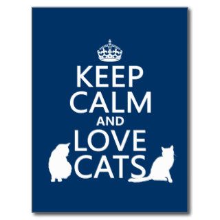 Keep Calm and Love Cats Post Card