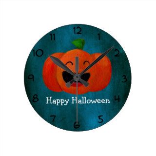 Cute Happy Halloween Pumpkin Clocks