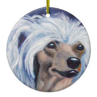 Chinese Crested Round Ornament