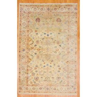 Hand knotted Oushak Light Green and Ivory Wool Rug (5'7 x 8'5) Herat Oriental 5x8   6x9 Rugs