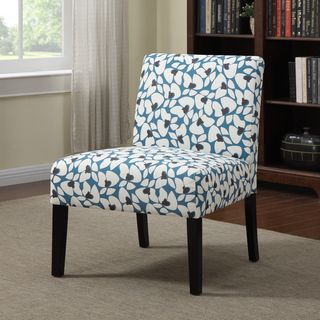 Portfolio Niles Caribbean Blue Modern Floral Armless Accent Chair