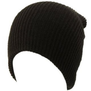 Winter Made in USA 2ply Stretch Knit Slouch Long Beanie Skully Ski Hat Cap Black at  Mens Clothing store