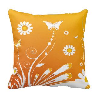 Orange Spring with butter fly Pillow