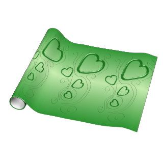 Green Hearts Wrapping Paper