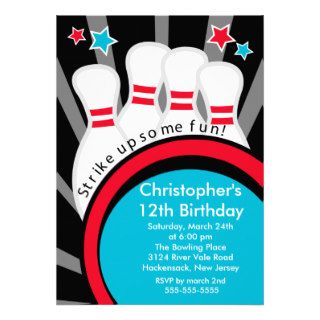 Strike up Fun Bowling Birthday Party Invitation