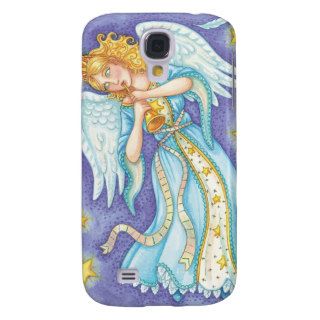 Cartoon Christmas Angel Floating, Playing Her Horn Galaxy S4 Case