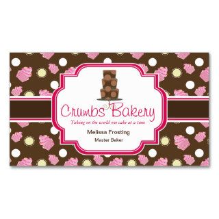 Brown and Pink Cute Cake Bakery Business Cards