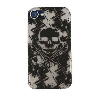 Cell Armor I5 PC TE491 S Hybrid Case for iPhone 5   Retail Packaging   Transparent Skull On Black and White Cell Phones & Accessories
