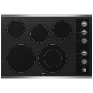 Whirlpool Gold 30 in. Radiant Electric Cooktop in Stainless Steel with 5 Elements Including AccuSimmer Element G7CE3055XS