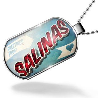 Dogtag Greetings from Salinas, Vintage Postcard Dog tags necklace   Neonblond NEONBLOND Jewelry