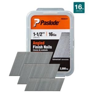 Paslode 1 1/2 in. x 16 Gauge Galvanized Angled Finish Nails (2,000 Pack) 650231