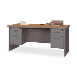 Lorell Double Pedestal Credenza, 72 by 24 by 29 Inch, Cherry/Charcoal   Office Desks