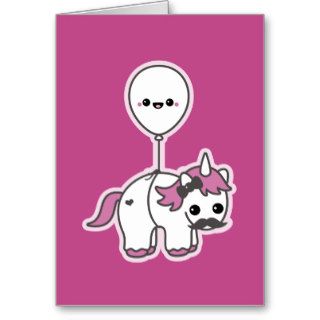 Cute Unicorn with Balloon Greeting Card