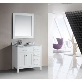 Design Element London 36 inch Single Sink White Vanity Set With Right Drawers White Size Single Vanities