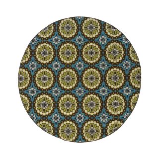 Floral Medallion Blue Indoor/Outdoor Round Rugs