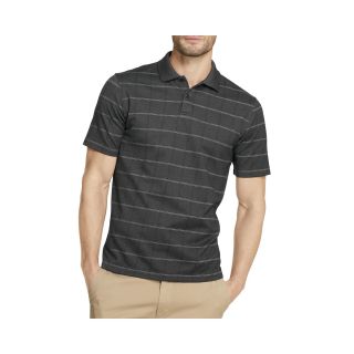 Van Heusen Short Sleeve Windowpane Polo Shirt, Black, Mens