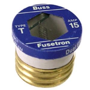 Cooper Bussmann T Series 15 Amp Carded Plug Fuses (2 Pack) BP/T 15