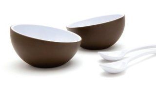 Coco's 2 Coconut Shaped Melamine Desert Bowls w/Matching Spoons Serving Dish Set Kitchen & Dining