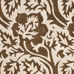 Handmade Soho Floral Brown/Ivory New Zealand Wool Rug (5' x 8') Safavieh 5x8   6x9 Rugs