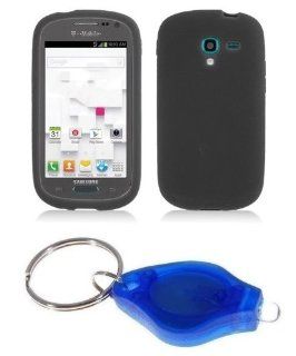 Black Silicone Gel Cover + Atom LED Keychain Light for Samsung Galaxy Exhibit T599 (T Mobile, Metro PCS) Cell Phones & Accessories