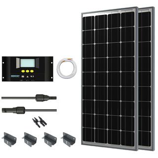 Rv Solar Panel Kit 200w With 2 100w Mono Solar Pan/ 40 Ad Kit/ 30a Lcd Chg Con/ Mc4 Br Conn/ Z Br