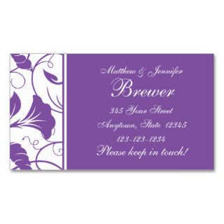Purple Bride and Groom Contact Information Card Business Cards