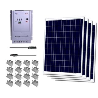 Premium Solar Panel Kit 400w With 4 100w Poly Solar Pan/ 20 Ad Kit/ 40a Mppt Chg Con/ Z Bracket