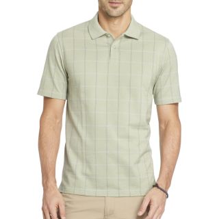 Van Heusen Short Sleeve Windowpane Polo Shirt, Green, Mens