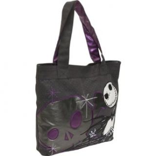 Loungefly Disney Jack Skellington The Nightmare Before Christmas Tote Handbag,Black/Grey/Purple,One Size Clothing