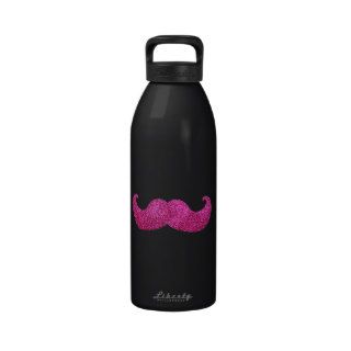 Pink Bling Mustache (Faux Glitter Graphic) Drinking Bottle