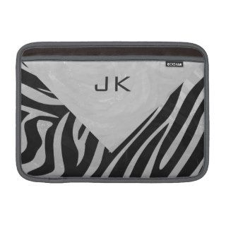 Zebra Black and Light Gray Print MacBook Sleeves