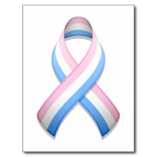 Pink White and Blue Awareness Ribbon Postcard