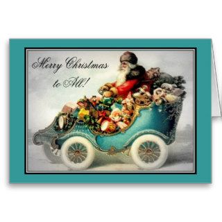 Vintage Christmas Santa Claus Car sleigh  cards