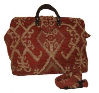 ArtisanStreet's Brick Red, Tan & Cream Kilim Chenille Carpetbag, Shoulder Strap Clothing