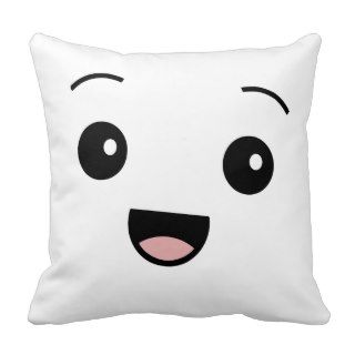 Cute Kawaii Smiley Happy Face Throw Pillows