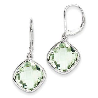Sterling Silver Green Quartz Earrings Dangle Earrings Jewelry