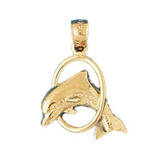 14K Gold Charm Pendant 1.6 Grams Nautical>Dolphins497 Necklace Jewelry