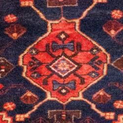 Persian Hand knotted Hamadan Red/ Navy Wool Rug (3'6 x 9'7) 7x9   10x14 Rugs