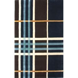 nuLOOM Handmade Modern Premium Wool Multi Plaid Stripes Rug (5' x 8') Nuloom 5x8   6x9 Rugs