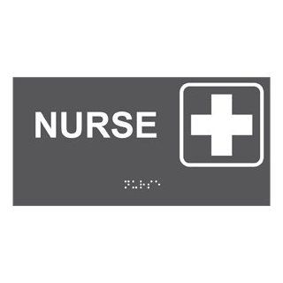 ADA Nurse Braille Sign RSME 481 SYM WHTonCHGRY Wayfinding  Business And Store Signs 