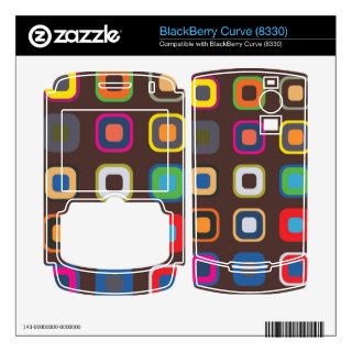 Retro Colorful Squares Red Yellow Green Blue Brown Decal For BlackBerry