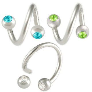 16g 16 gauge 1.2mm 5/16 8mm steel eyebrow lip navel bars ear tragus twist rings spiral barbell AYGF 3Pcs Spiral Belly Button Rings Jewelry