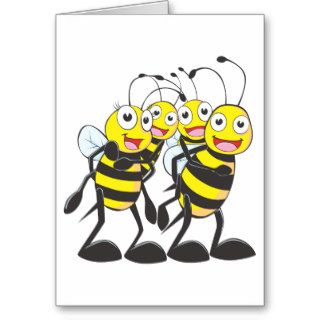 Happy Bee Family Having Fun Together Cards
