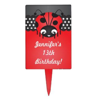 Ladybug Polka Dot Birthday Party Cake Pick